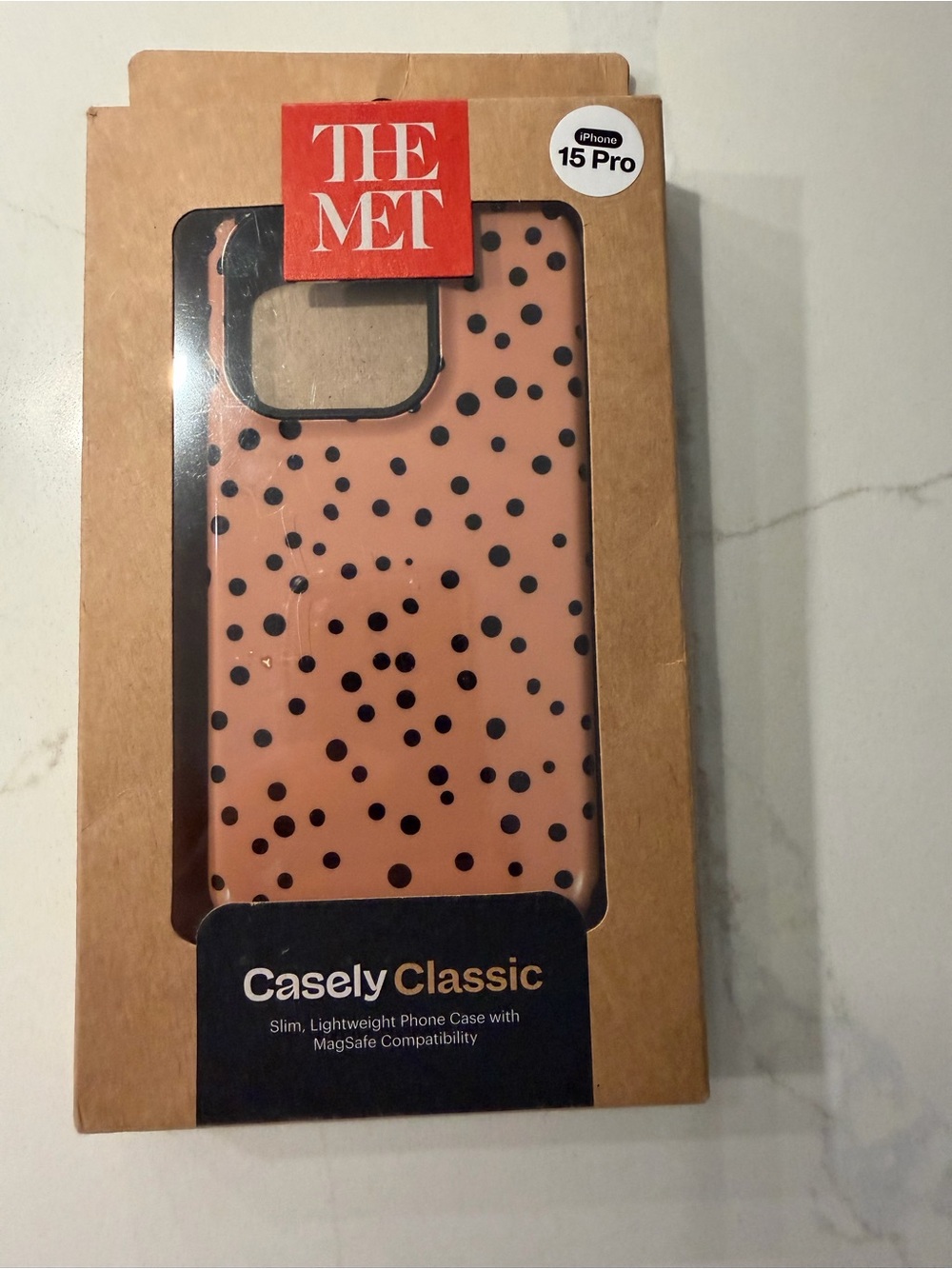Casely  Classic iPhone 15 Pro Case - Pink with Black Dots